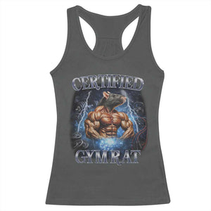 Funny Certified Gym Rat Racerback Tank Top Fitness Bodybuilding Gym Lovers Meme TS11 Dark Heather Print Your Wear