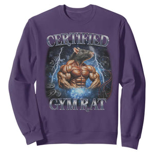 Funny Certified Gym Rat Sweatshirt Fitness Bodybuilding Gym Lovers Meme TS11 Purple Print Your Wear