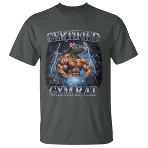 Funny Certified Gym Rat T Shirt Fitness Bodybuilding Gym Lovers Meme TS11 Dark Heather Print Your Wear