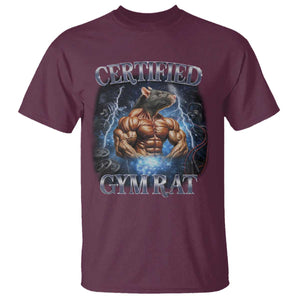 Funny Certified Gym Rat T Shirt Fitness Bodybuilding Gym Lovers Meme TS11 Maroon Print Your Wear