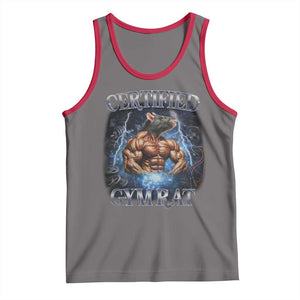 Funny Certified Gym Rat Tank Top Fitness Bodybuilding Gym Lovers Meme TS11 Deep Heather Red Print Your Wear