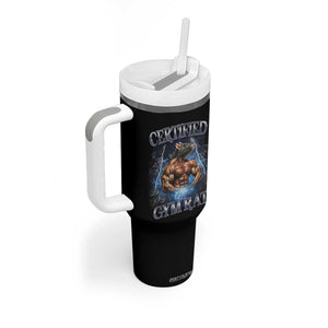 Funny Certified Gym Rat Tumbler With Handle Fitness Bodybuilding Gym Lovers Meme TS11 Print Your Wear