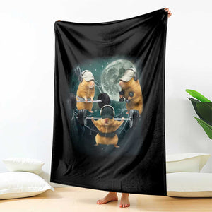 Funny Three Hamster Deadlift Gym Rat Moon Training Weightlifting Meme Throw Blanket TS11 Print Your Wear