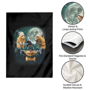 Funny Three Hamster Deadlift Gym Rat Moon Training Weightlifting Meme Garden Flag TS11 Print Your Wear