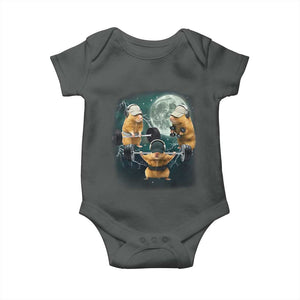 Funny Three Hamster Deadlift Gym Rat Moon Training Weightlifting Meme Baby Onesie TS11 Dark Heather Print Your Wear