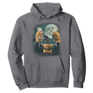 Funny Three Hamster Deadlift Gym Rat Moon Training Weightlifting Meme Hoodie TS11 Charcoal Print Your Wear