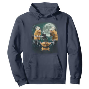 Funny Three Hamster Deadlift Gym Rat Moon Training Weightlifting Meme Hoodie TS11 Navy Print Your Wear