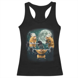 Funny Three Hamster Deadlift Gym Rat Moon Training Weightlifting Meme Racerback Tank Top TS11 Black Print Your Wear