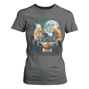 Funny Three Hamster Deadlift Gym Rat Moon Training Weightlifting Meme T Shirt For Women TS11 Dark Heather Print Your Wear