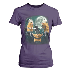 Funny Three Hamster Deadlift Gym Rat Moon Training Weightlifting Meme T Shirt For Women TS11 Purple Print Your Wear