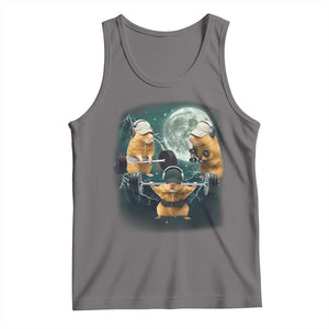 Funny Three Hamster Deadlift Gym Rat Moon Training Weightlifting Meme Tank Top TS11 Deep Heather Print Your Wear