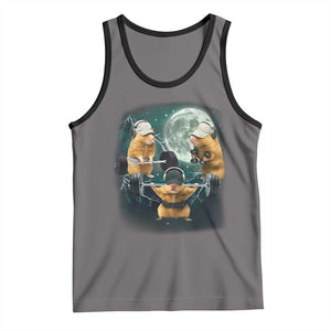 Funny Three Hamster Deadlift Gym Rat Moon Training Weightlifting Meme Tank Top TS11 Deep Heather Black Print Your Wear
