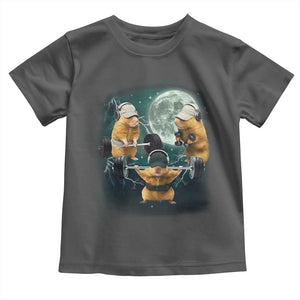 Funny Three Hamster Deadlift Gym Rat Moon Training Weightlifting Meme Toddler T Shirt TS11 Dark Heather Print Your Wear