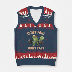 Gym Frog V-Neck Knit Sweater Vest Dont Fart Workout Weights Squat Humor TS11 Navy Red Print Your Wear