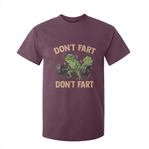 Gym Frog T Shirt For Kid Dont Fart Workout Weights Squat Humor TS11 Maroon Print Your Wear