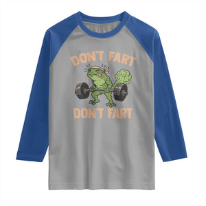 Gym Frog Raglan Shirt Dont Fart Workout Weights Squat Humor TS11 Sport Gray Royal Print Your Wear