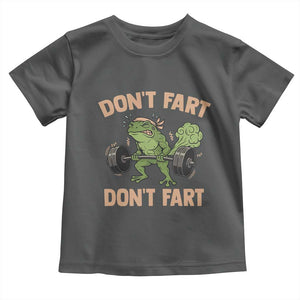 Gym Frog Toddler T Shirt Dont Fart Workout Weights Squat Humor TS11 Dark Heather Print Your Wear