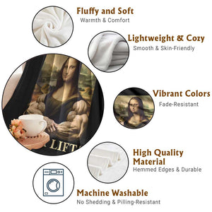 Funny Mona Lifta Muscle Mona Lisa Bodybuilding Fitness Gym Lover Throw Blanket TS11 Print Your Wear
