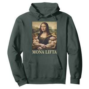 Funny Mona Lifta Muscle Mona Lisa Bodybuilding Fitness Gym Lover Hoodie TS11 Dark Forest Green Print Your Wear