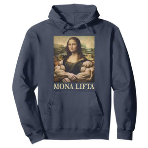 Funny Mona Lifta Muscle Mona Lisa Bodybuilding Fitness Gym Lover Hoodie TS11 Navy Print Your Wear