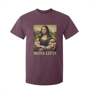 Funny Mona Lifta Muscle Mona Lisa Bodybuilding Fitness Gym Lover T Shirt For Kid TS11 Maroon Print Your Wear