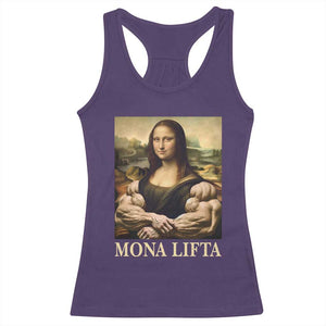 Funny Mona Lifta Muscle Mona Lisa Bodybuilding Fitness Gym Lover Racerback Tank Top TS11 Purple Print Your Wear