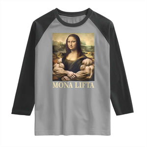 Funny Mona Lifta Muscle Mona Lisa Bodybuilding Fitness Gym Lover Raglan Shirt TS11 Sport Gray Black Print Your Wear