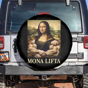 Funny Mona Lifta Muscle Mona Lisa Bodybuilding Fitness Gym Lover Spare Tire Cover TS11 No hole Black Print Your Wear