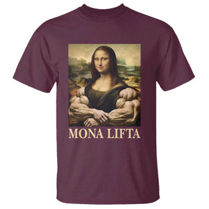 Funny Mona Lifta Muscle Mona Lisa Bodybuilding Fitness Gym Lover T Shirt TS11 Maroon Print Your Wear