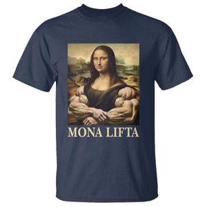 Funny Mona Lifta Muscle Mona Lisa Bodybuilding Fitness Gym Lover T Shirt TS11 Navy Print Your Wear