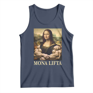 Funny Mona Lifta Muscle Mona Lisa Bodybuilding Fitness Gym Lover Tank Top TS11 Navy Print Your Wear