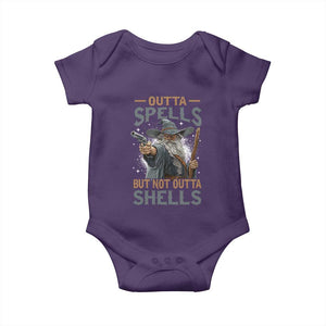 Outta Spells But Not Outta Shells Baby Onesie Funny Fantasy Meme TS11 Purple Print Your Wear
