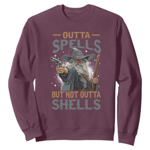 Outta Spells But Not Outta Shells Sweatshirt Funny Fantasy Meme TS11 Maroon Print Your Wear