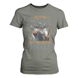 Outta Spells But Not Outta Shells T Shirt For Women Funny Fantasy Meme TS11 Military Green Print Your Wear