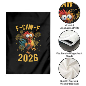 F Caw F 2026 Happy New Year Garden Flag Funny Chicken Rooster TS11 Print Your Wear