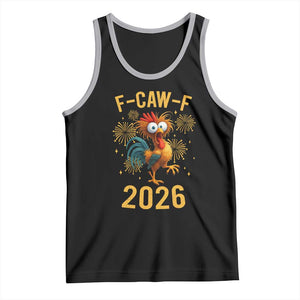 F Caw F 2026 Happy New Year Tank Top Funny Chicken Rooster TS11 Black Athletic Heather Print Your Wear