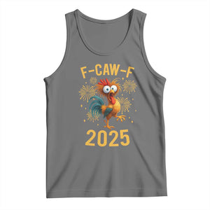 F Caw F 2025 Happy New Year 2026 Tank Top Funny Chicken Rooster TS11 Black Heather Print Your Wear