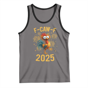 F Caw F 2025 Happy New Year 2026 Tank Top Funny Chicken Rooster TS11 Deep Heather Black Print Your Wear