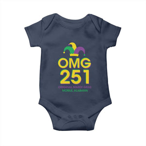 Funny Mardi Gras In Mobile Alabama Baby Onesie OMG 251 Original Mardi Gras Jester Hat TS11 Navy Print Your Wear