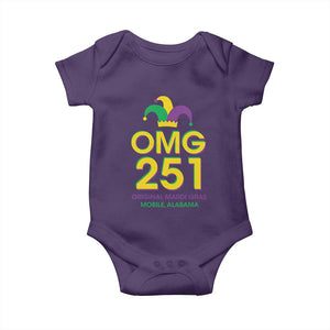 Funny Mardi Gras In Mobile Alabama Baby Onesie OMG 251 Original Mardi Gras Jester Hat TS11 Purple Print Your Wear