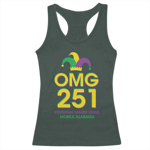Funny Mardi Gras In Mobile Alabama Racerback Tank Top OMG 251 Original Mardi Gras Jester Hat TS11 Dark Forest Green Print Your Wear