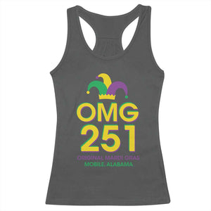 Funny Mardi Gras In Mobile Alabama Racerback Tank Top OMG 251 Original Mardi Gras Jester Hat TS11 Dark Heather Print Your Wear