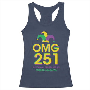 Funny Mardi Gras In Mobile Alabama Racerback Tank Top OMG 251 Original Mardi Gras Jester Hat TS11 Navy Print Your Wear
