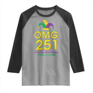 Funny Mardi Gras In Mobile Alabama Raglan Shirt OMG 251 Original Mardi Gras Jester Hat TS11 Sport Gray Black Print Your Wear