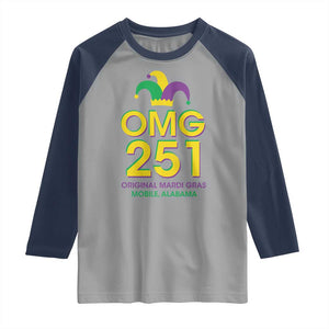 Funny Mardi Gras In Mobile Alabama Raglan Shirt OMG 251 Original Mardi Gras Jester Hat TS11 Sport Gray Navy Print Your Wear