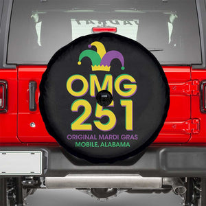Funny Mardi Gras In Mobile Alabama Spare Tire Cover OMG 251 Original Mardi Gras Jester Hat TS11 Black Print Your Wear