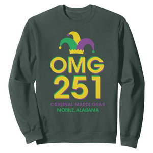 Funny Mardi Gras In Mobile Alabama Sweatshirt OMG 251 Original Mardi Gras Jester Hat TS11 Dark Forest Green Print Your Wear
