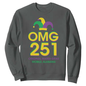 Funny Mardi Gras In Mobile Alabama Sweatshirt OMG 251 Original Mardi Gras Jester Hat TS11 Dark Heather Print Your Wear