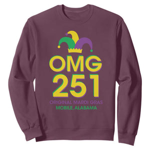 Funny Mardi Gras In Mobile Alabama Sweatshirt OMG 251 Original Mardi Gras Jester Hat TS11 Maroon Print Your Wear