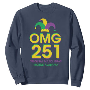 Funny Mardi Gras In Mobile Alabama Sweatshirt OMG 251 Original Mardi Gras Jester Hat TS11 Navy Print Your Wear